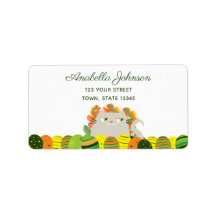 Cute Cat Easter Address Label Spring Eggs