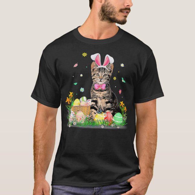 Cute Cat Easter Day Bunny Eggs Costume Gift Mens  T-Shirt (Front)