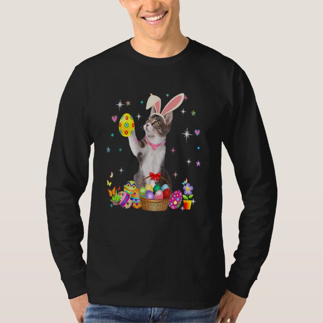 Cute Cat Easter Day Bunny Eggs Costume  Mens Women T-Shirt (Front)