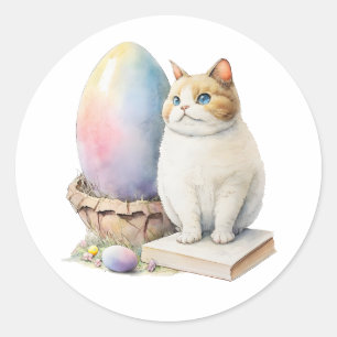 Cute Cat Easter Egg Happy Easter Day, Easter Cat Classic Round Sticker