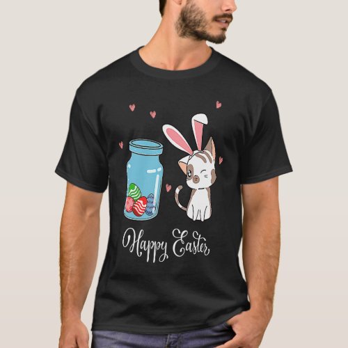 Cute  cat Easter eggs and rabbit cat T_Shirt