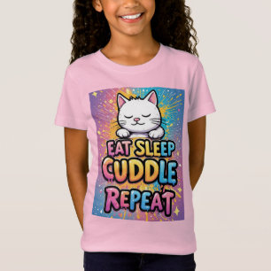 Cute Cat Eat Sleep Cuddle Repeat For Kids 🐱 T-Shirt