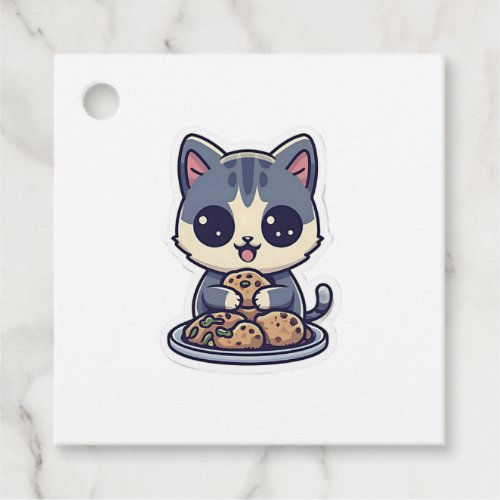 Cute Cat eating cookies Classic T_Shirt Favor Tags