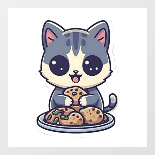 Cute Cat eating cookies Classic T_Shirt Floor Decals