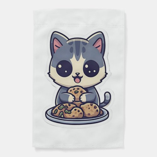 Cute Cat eating cookies Classic T_Shirt Garden Flag