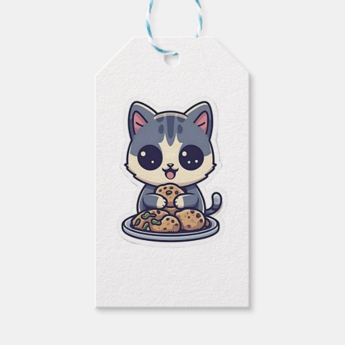 Cute Cat eating cookies Classic T_Shirt Gift Tags