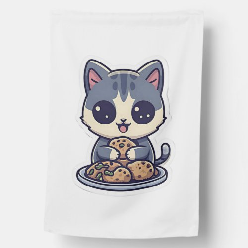 Cute Cat eating cookies Classic T_Shirt House Flag