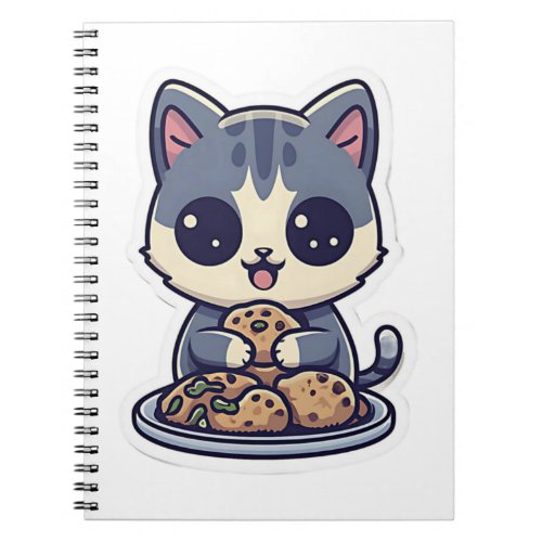 Cute Cat eating cookies Classic T_Shirt Notebook