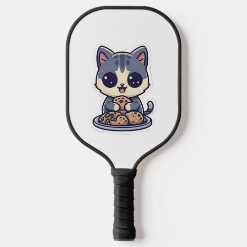 Cute Cat eating cookies Classic T_Shirt Pickleball Paddle