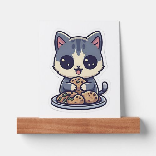 Cute Cat eating cookies Classic T_Shirt Picture Ledge