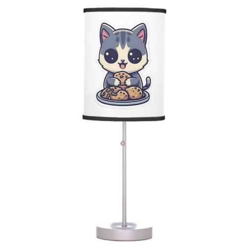 Cute Cat eating cookies Classic T_Shirt Table Lamp