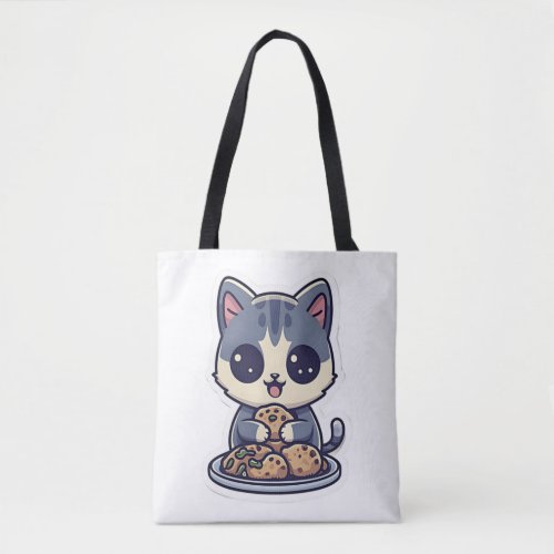 Cute Cat eating cookies Classic T_Shirt Tote Bag