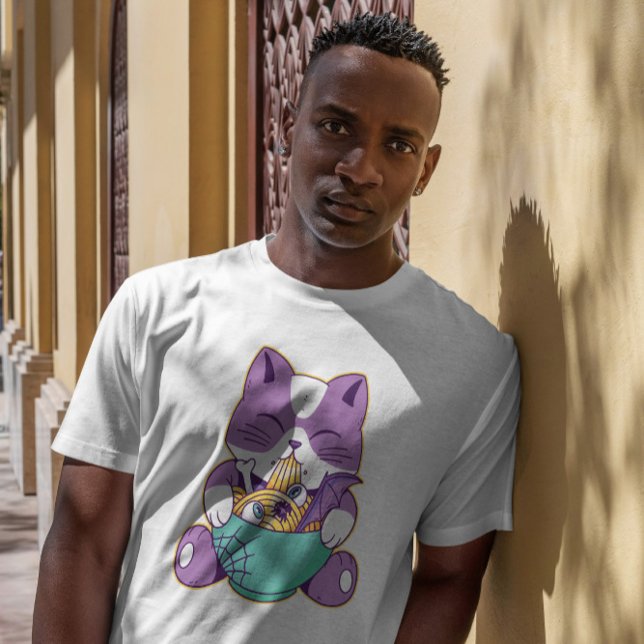 Cute Cat Eating Halloween Ramen  T-Shirt (Creator Uploaded)