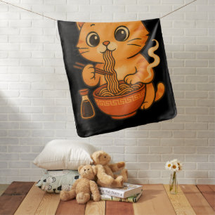 Cute Cat Eating Ramen Baby Blanket
