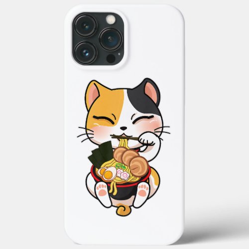 Cute Cat Eating Ramen Japanese Food Cat Lover iPhone 13 Pro Max Case