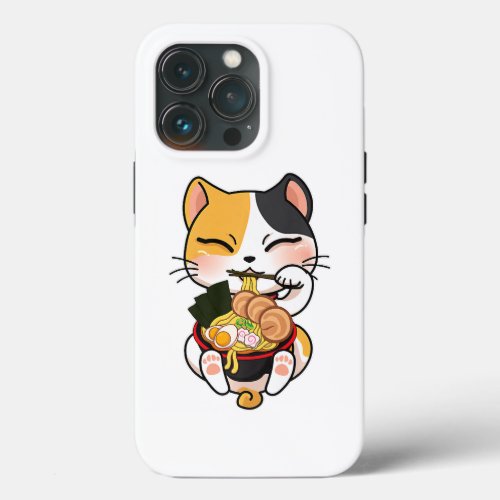 Cute Cat Eating Ramen Japanese Food Cat Lover iPhone 13 Pro Case