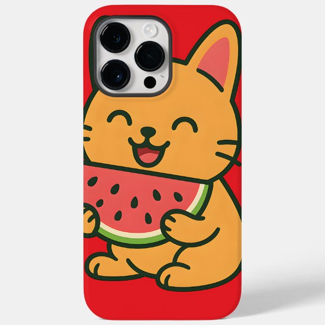 Cute Cat Eating Watermelon – Kawaii iPhone 14 Pro  Case-Mate iPhone Case (Back)