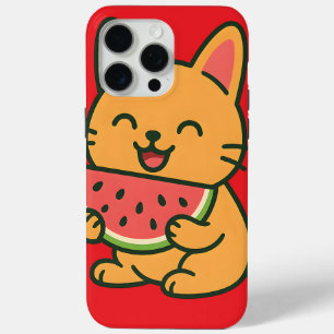 Cute Cat Eating Watermelon – Kawaii iPhone 15 Pro Max Case