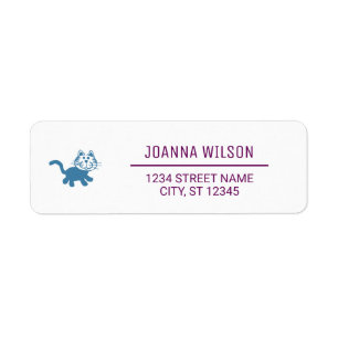 Cute Cat Elegant Minimalist Modern Return Address Label