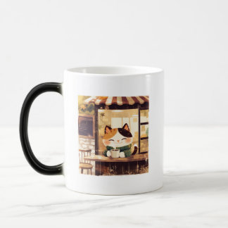 Cute Cat Enjoying Coffee at Cozy Cafe Color Morph Mug