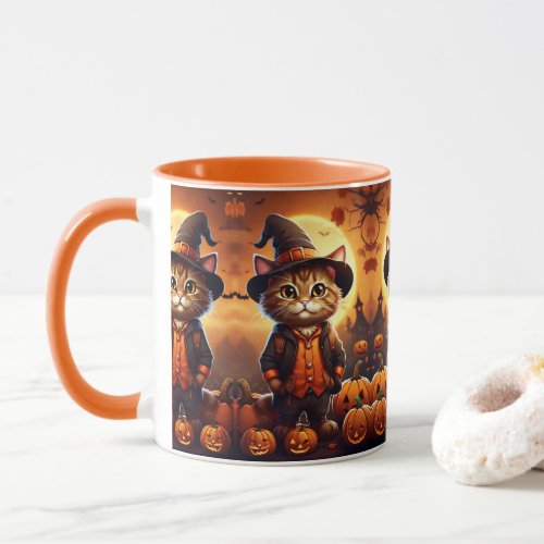 Cute Cat Enjoying Halloween Playful and Adorable Mug