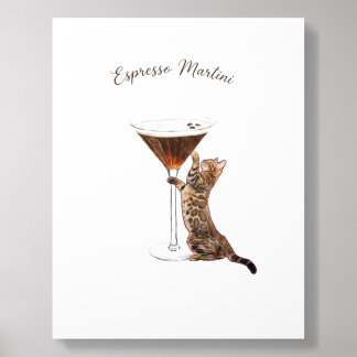 Cute Cat Espresso Martini Cocktail Bar Cart Art Pr Acrylic Photo Tile