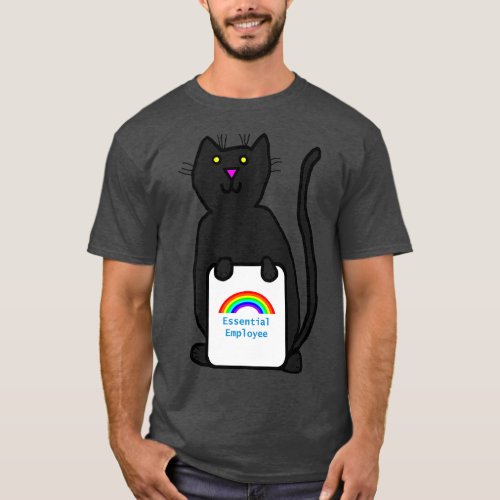 Cute Cat Essential Employee Rainbow T_Shirt