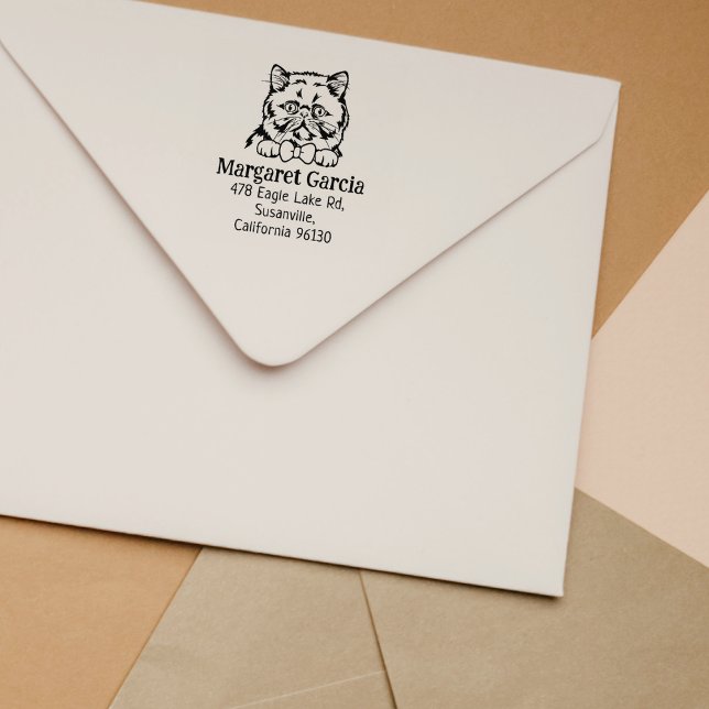 Cute Cat Exotic Return Address  Rubber Stamp (Creator Uploaded)