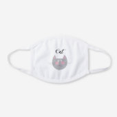 Cute cat face animal cartoon pattern white cotton face mask (Front)