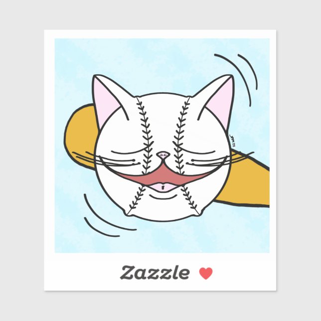 Cute Cat Face Baseball Opening Day Good Luck Sticker (Sheet)