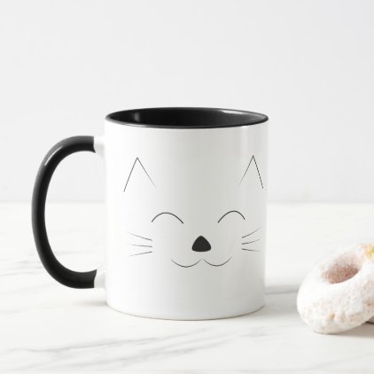 Cute Cat Face - black Mug