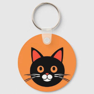 🐱 Cute Cat Face Bold Graphic Charm Gift 🔑 Keychain