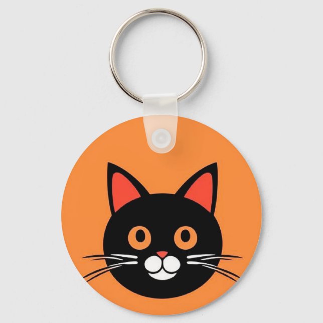 🐱 Cute Cat Face Bold Graphic Charm Gift 🔑 Keychain (Front)