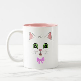 Cute cat face & calligraphy Two-Tone coffee