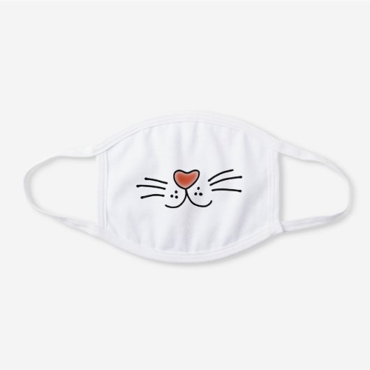 Cute Cat Face Cartoon White Cotton Face Mask (Front)