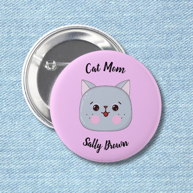 Cute Cat Face Cat Mom  Button (Creator Uploaded)