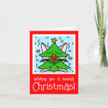 Cute Cat Face Christmas Tree Holiday Card