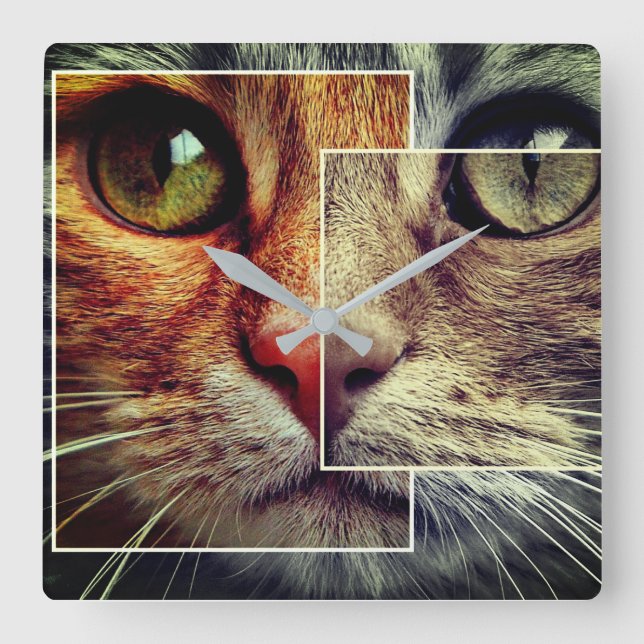 Cute Cat Face Collage Wall Clock (Front)