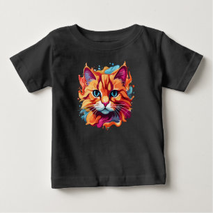 Cute Cat Face Digital Art-87002 Baby T-Shirt