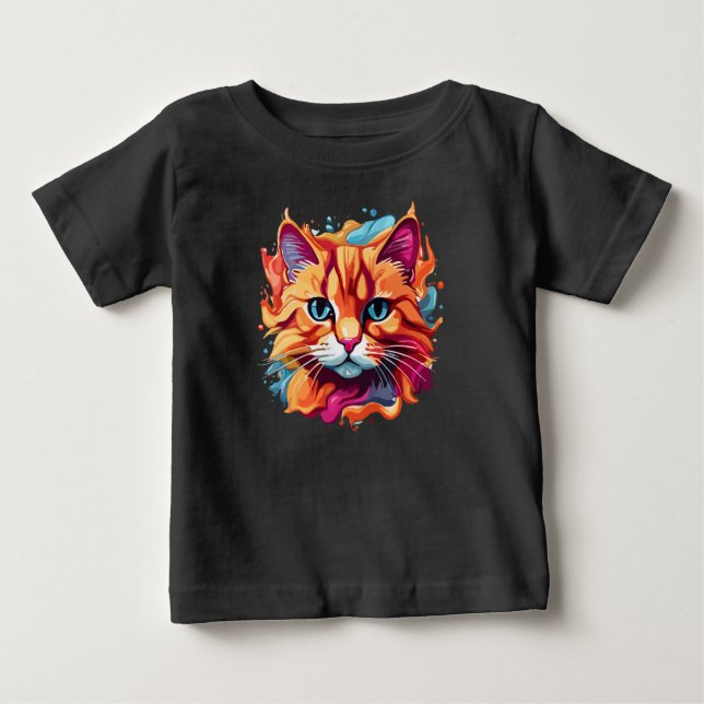 Cute Cat Face Digital Art-87002 Baby T-Shirt (Front)
