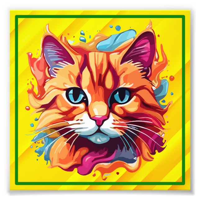 Cute Cat Face Digital Art-87002 Photo Print (Front)