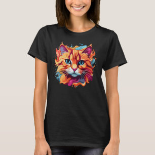 Cute Cat Face Digital Art-87002 T-Shirt