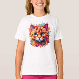 Cute Cat Face Digital Art-87002 T-Shirt