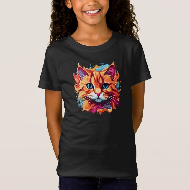 Cute Cat Face Digital Art-87002 T-Shirt (Front)