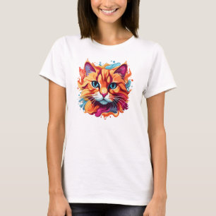Cute Cat Face Digital Art-87002 T-Shirt