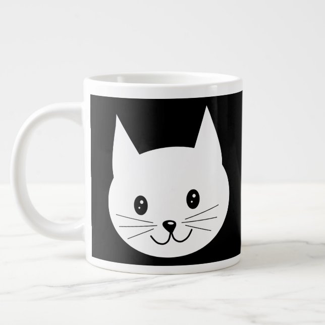 Cute Cat Face. Giant Coffee Mug (Left)