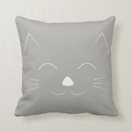 Cute Cat Face grey Throw Pillow