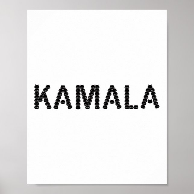 Cute Cat Face Kamala Letter Funny Design  Poster (Front)