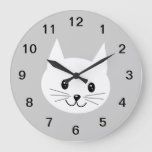 Cute Cat Face. Large Clock at Zazzle