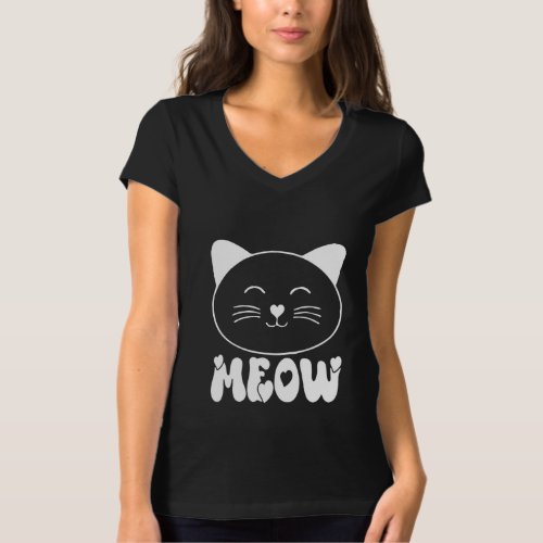 Cute Cat Face MeowGift for Cat Lover  T_Shirt